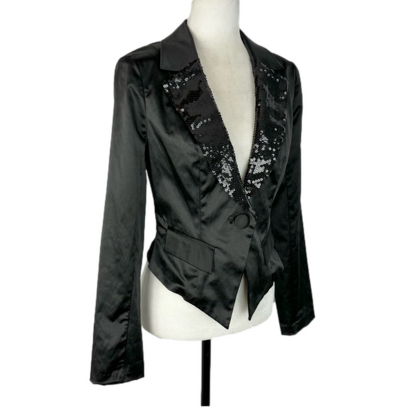 Candie's black sequin tuxedo jacket - Picture 2 of 6